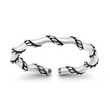 Rope Toe Ring Band Adjustable 925 Sterling Silver (2mm)
